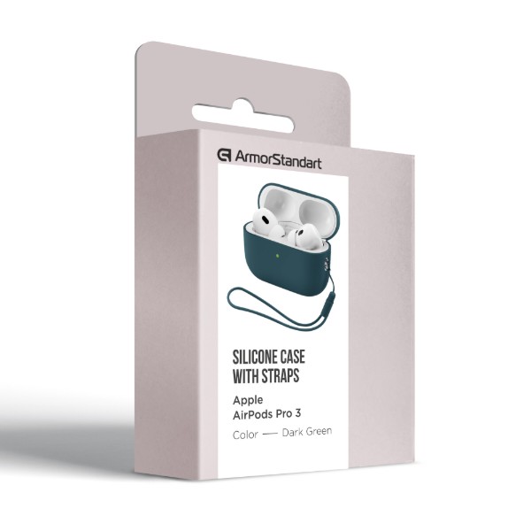 Фото - Чехол для наушников Armorstandart Silicone Case with straps for Apple AirPods Pro 3 Dark Green (ARM91279)